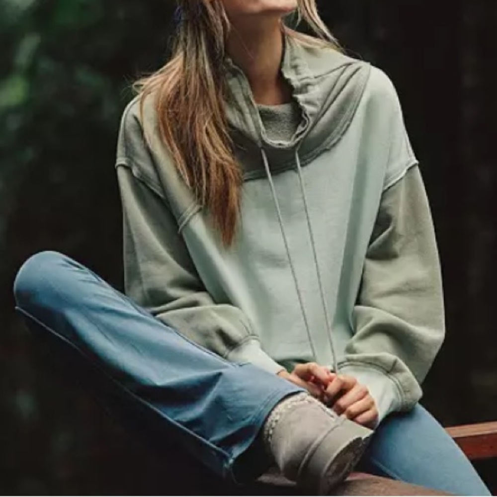 FP Movement by Free People Two-Tone Hoodie in Green and Gray